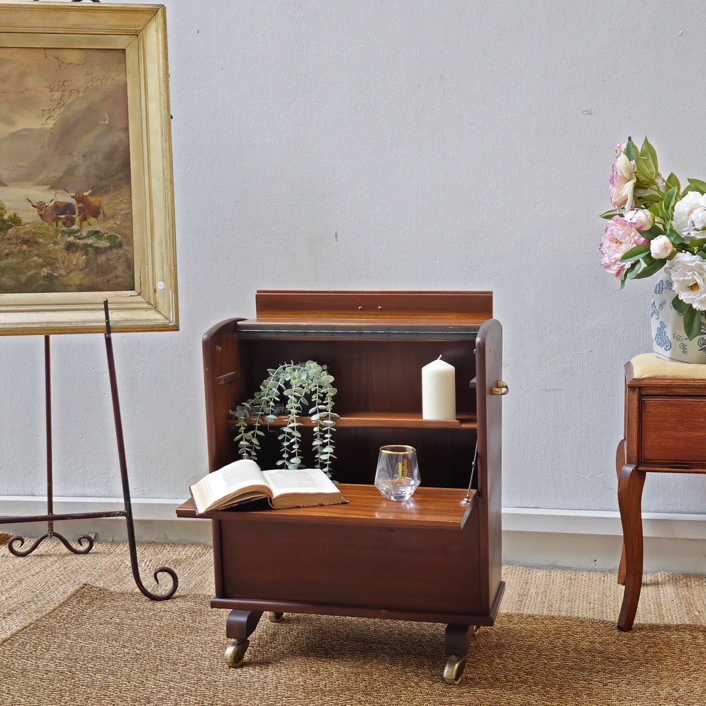 Antique Mahogany Dry Bar Cart