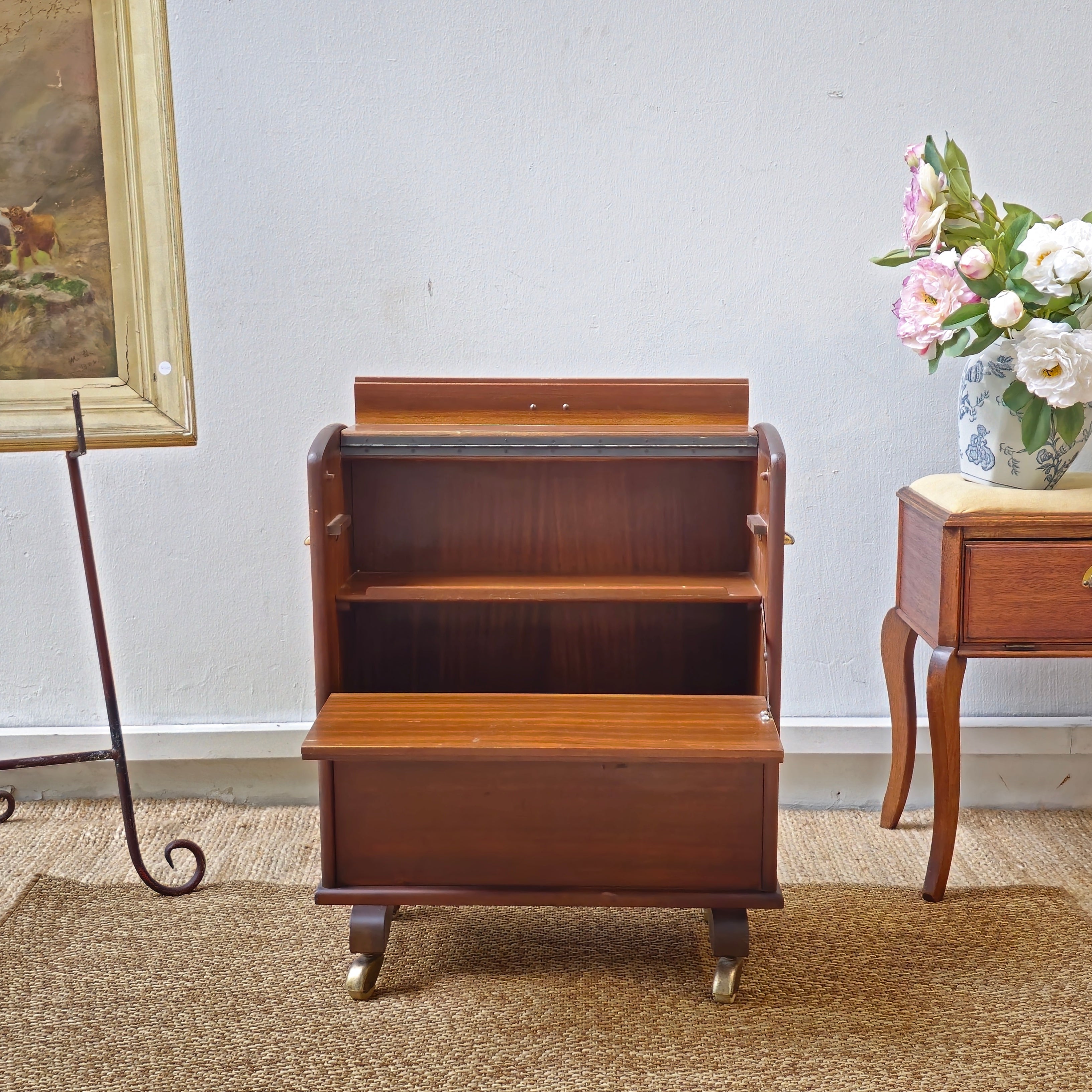 Antique Mahogany Dry Bar Cart