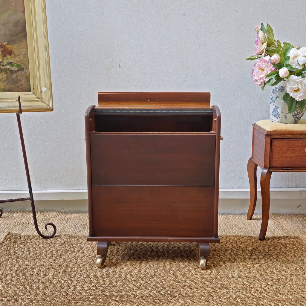 Antique Mahogany Dry Bar Cart