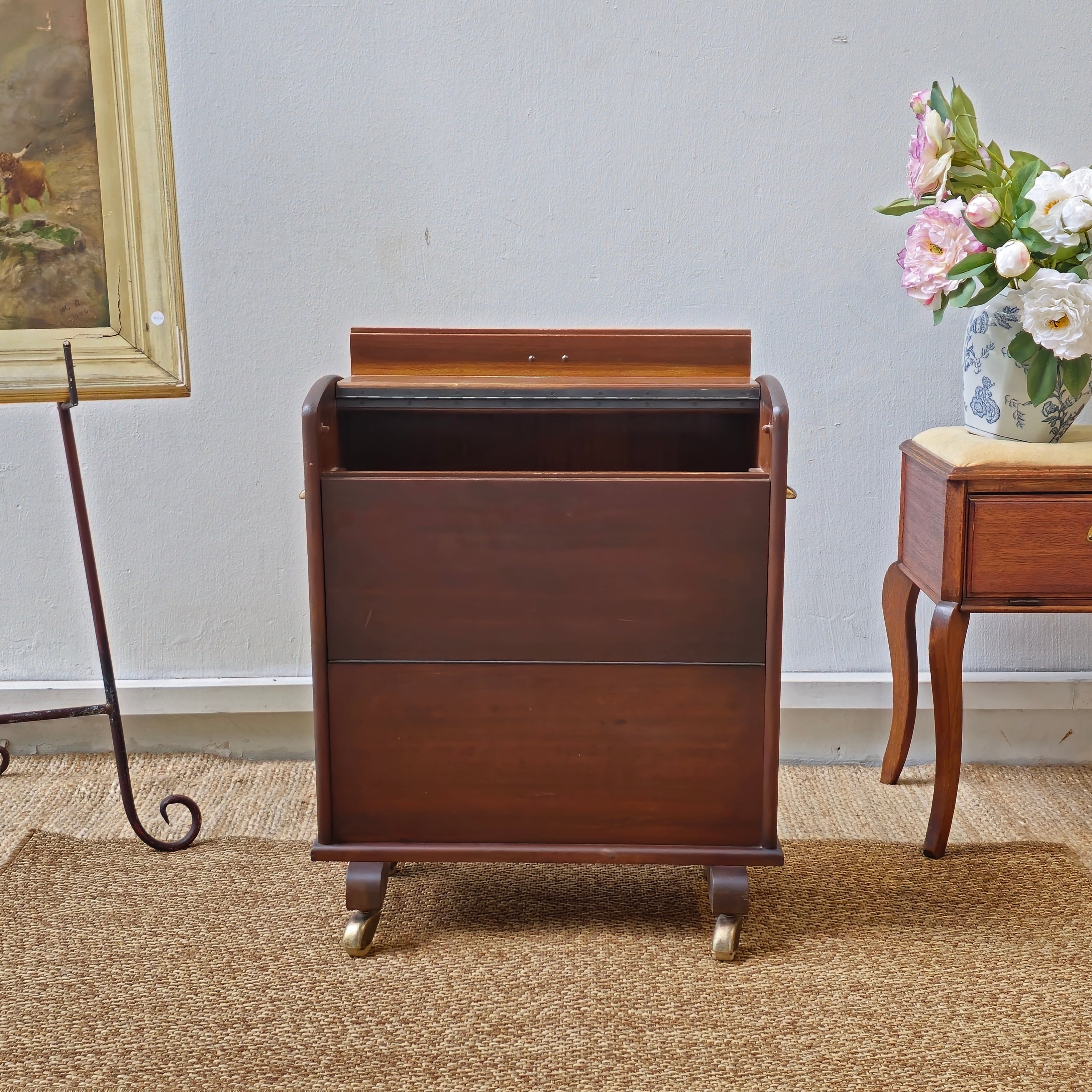Antique Mahogany Dry Bar Cart