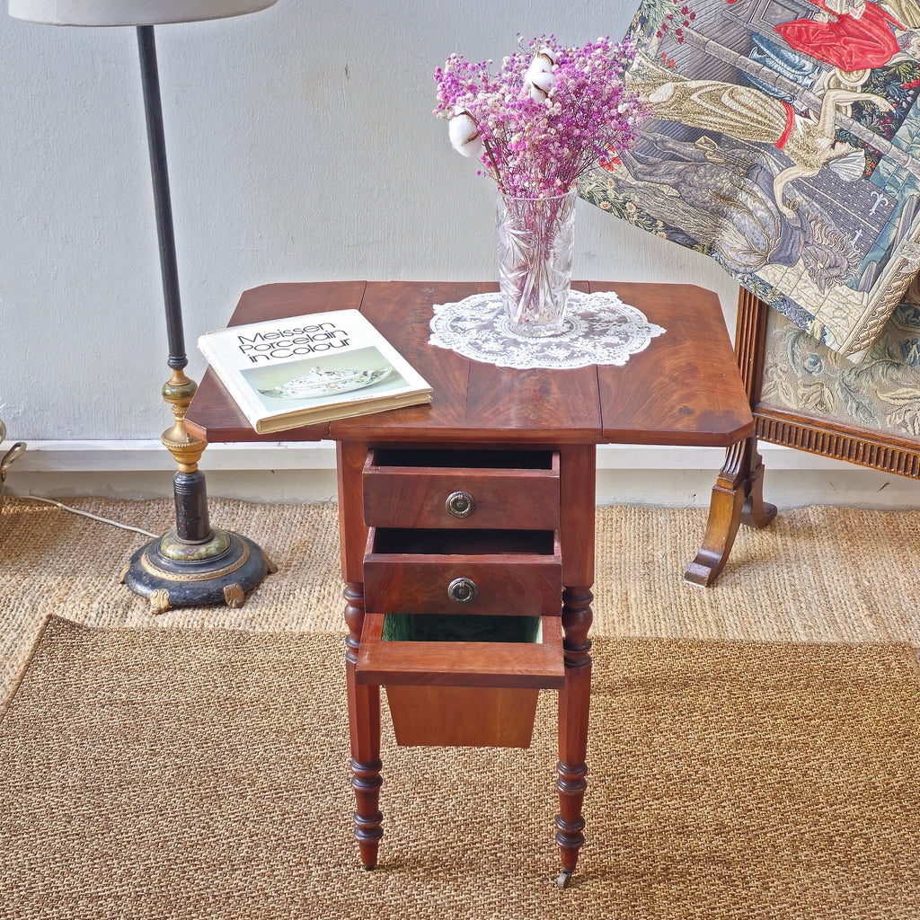 Antique 19th Century Mahogany Drop Leaf Work Table
