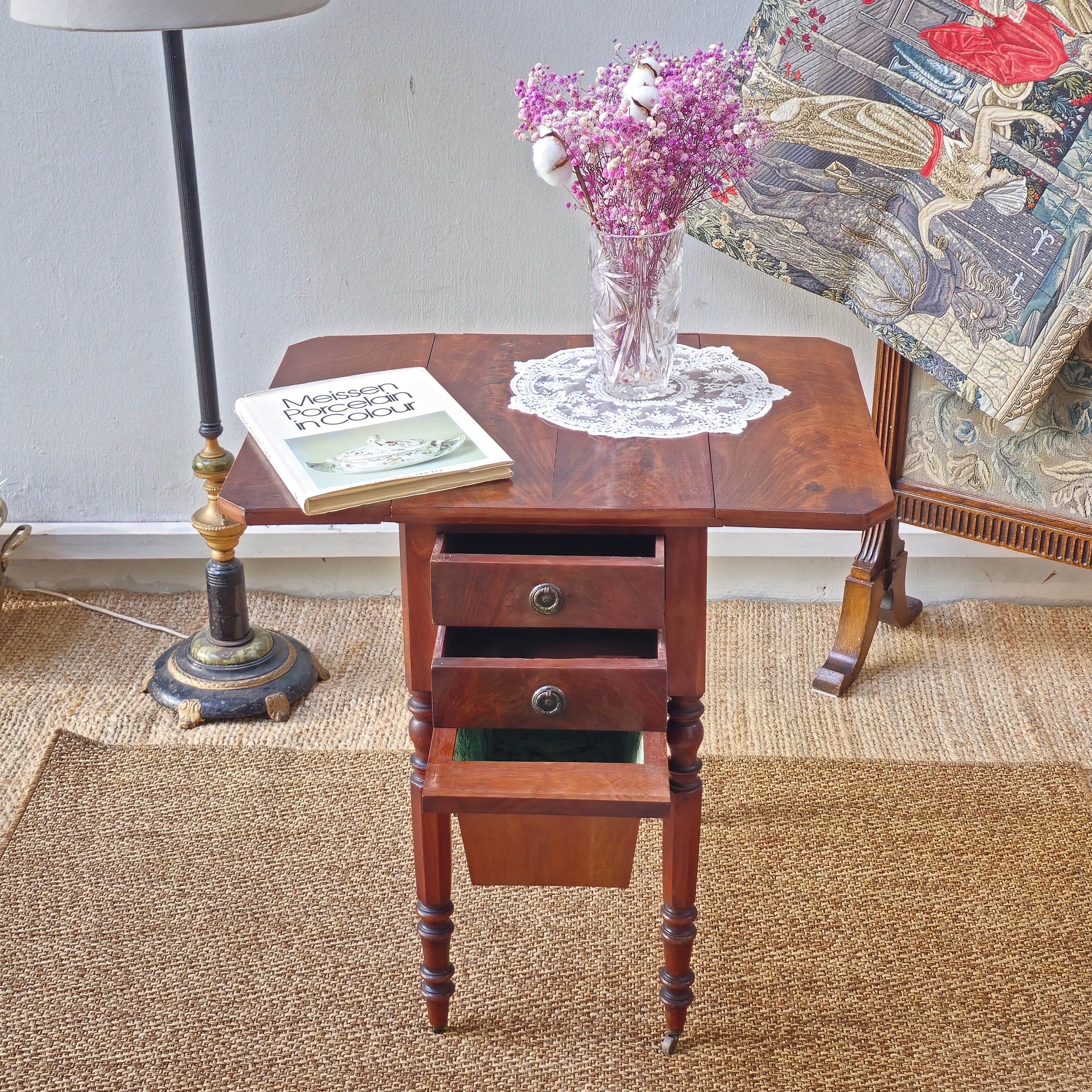 Antique 19th Century Mahogany Drop Leaf Work Table
