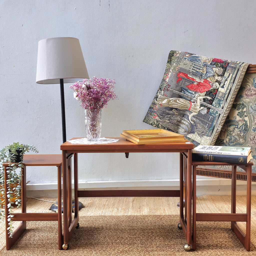 Mid century teak nesting table