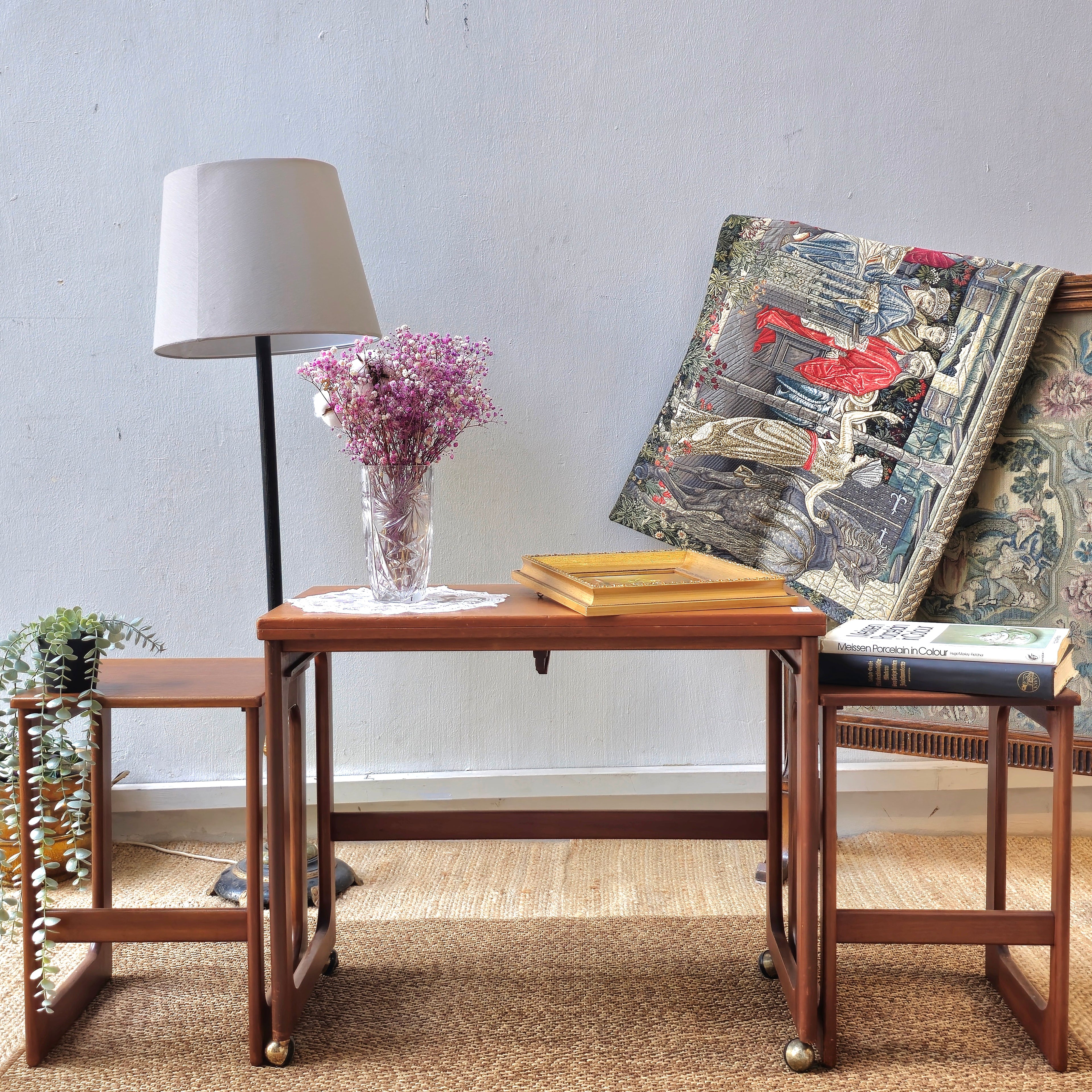 Mid century teak nesting table