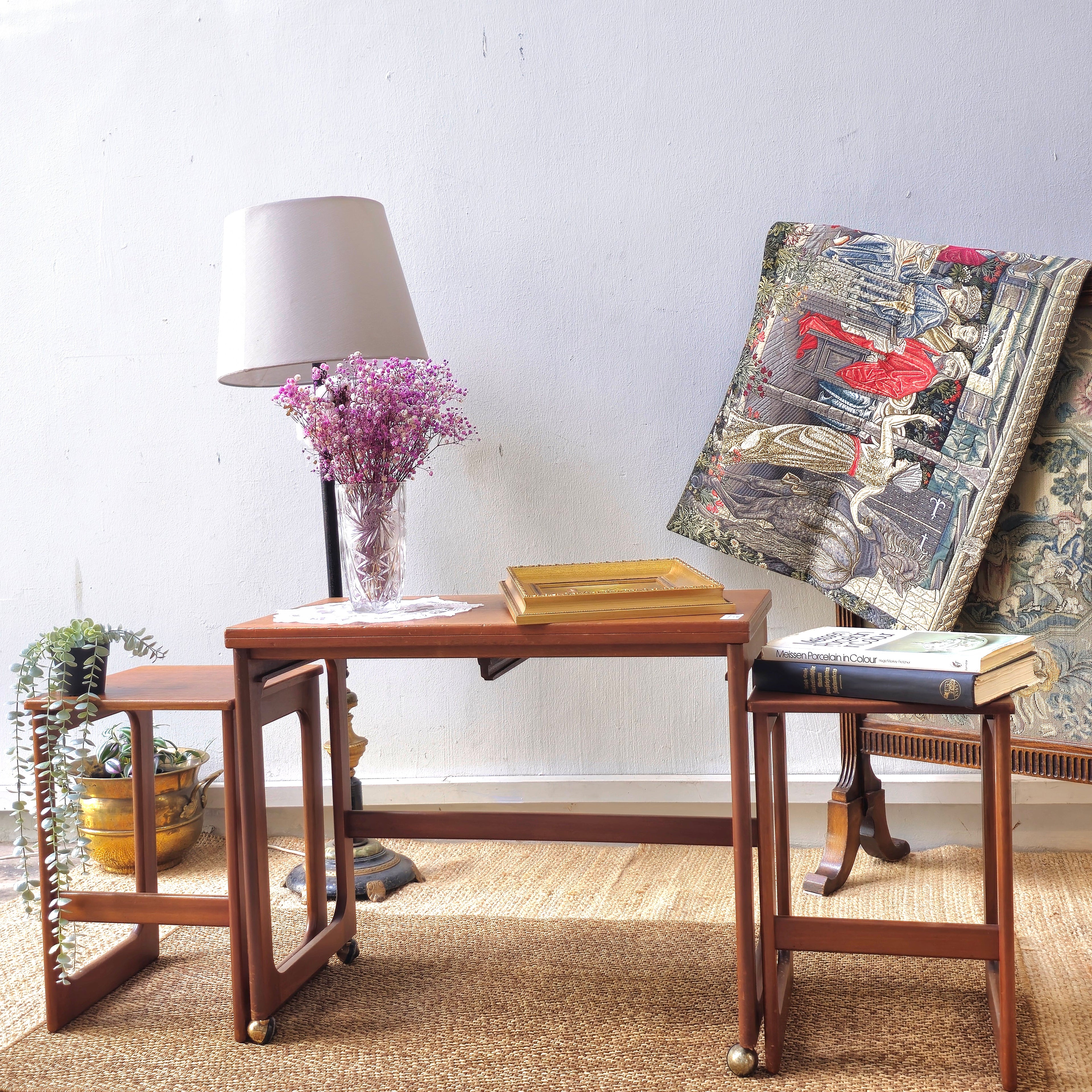 Mid century teak nesting table