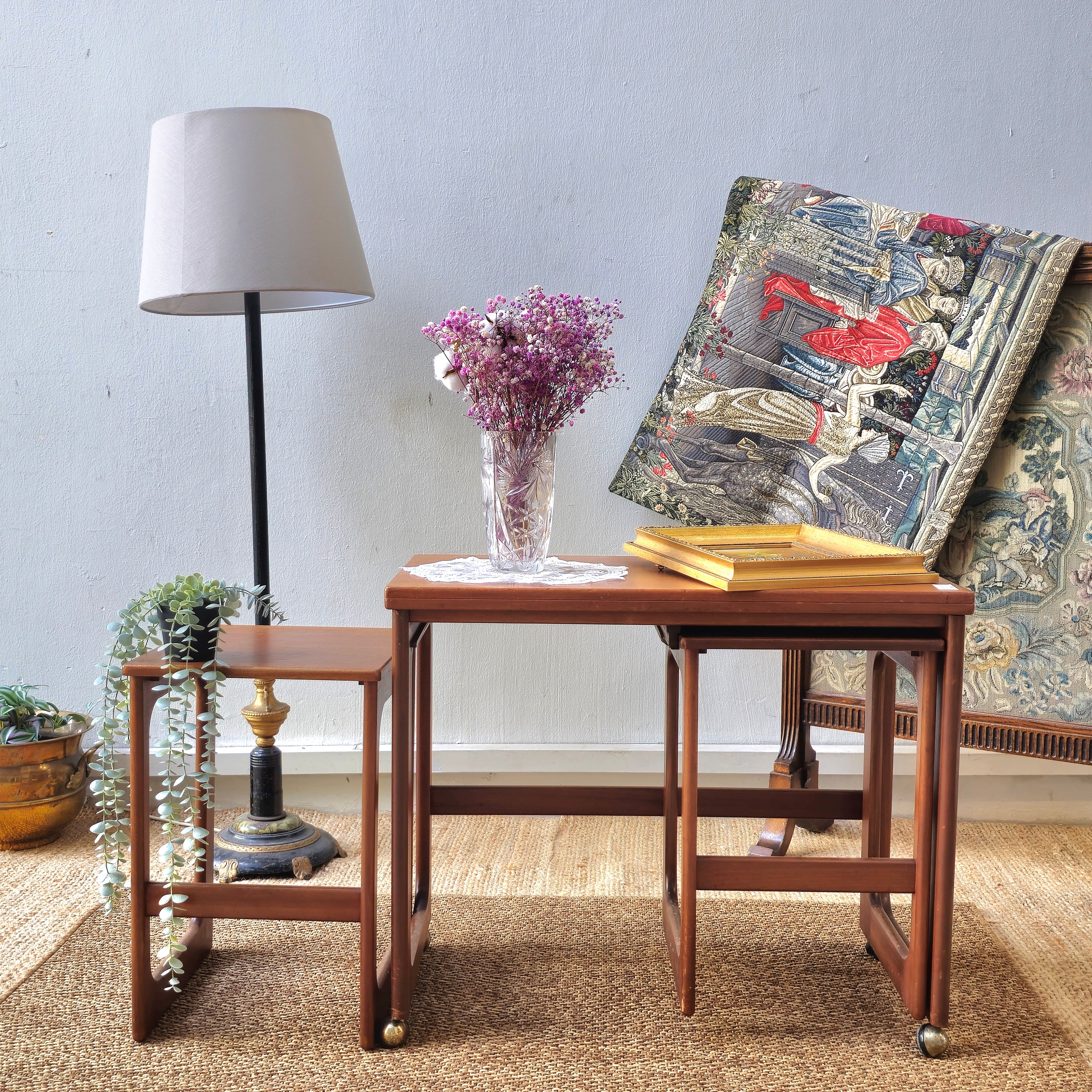 Mid century teak nesting table