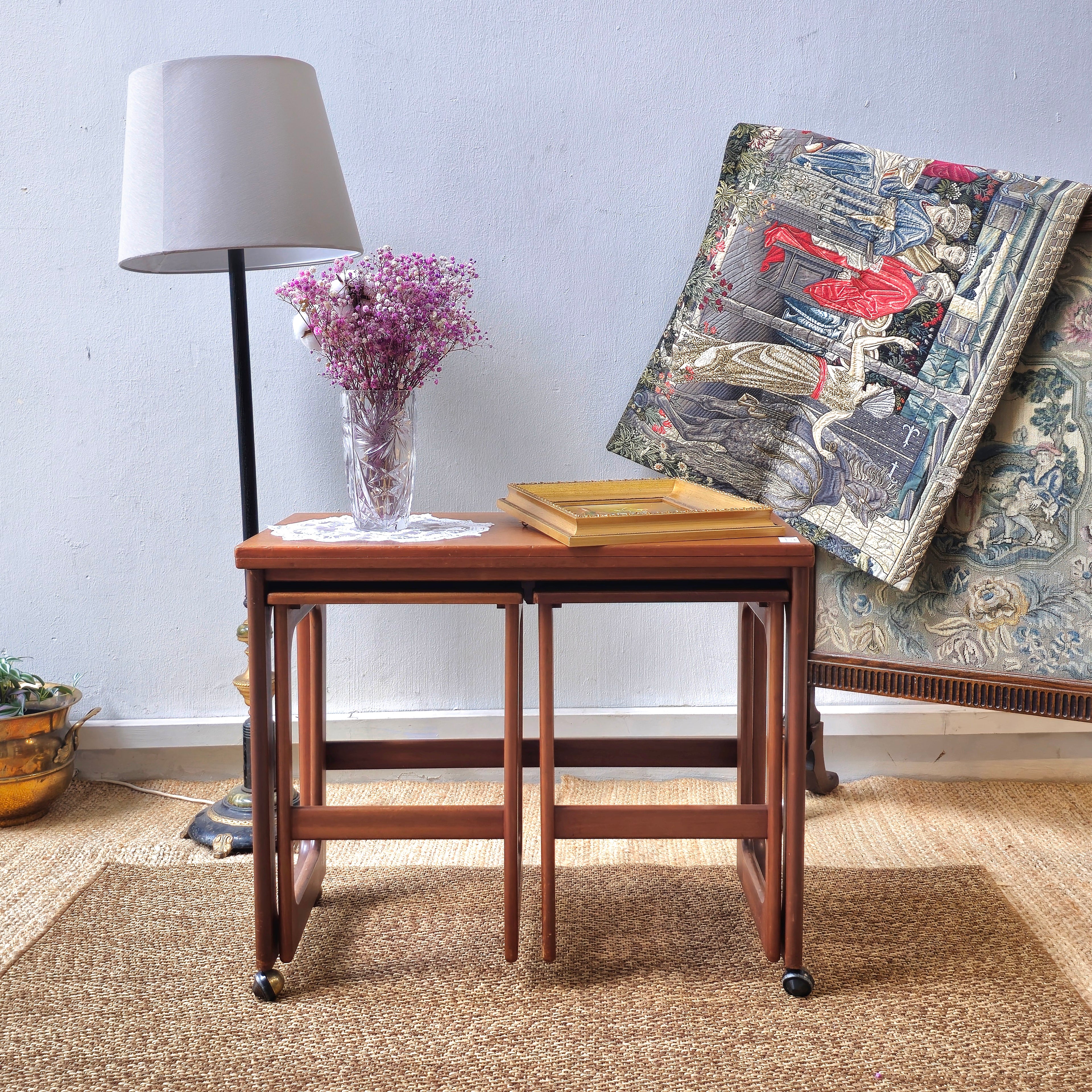 Mid century teak nesting table