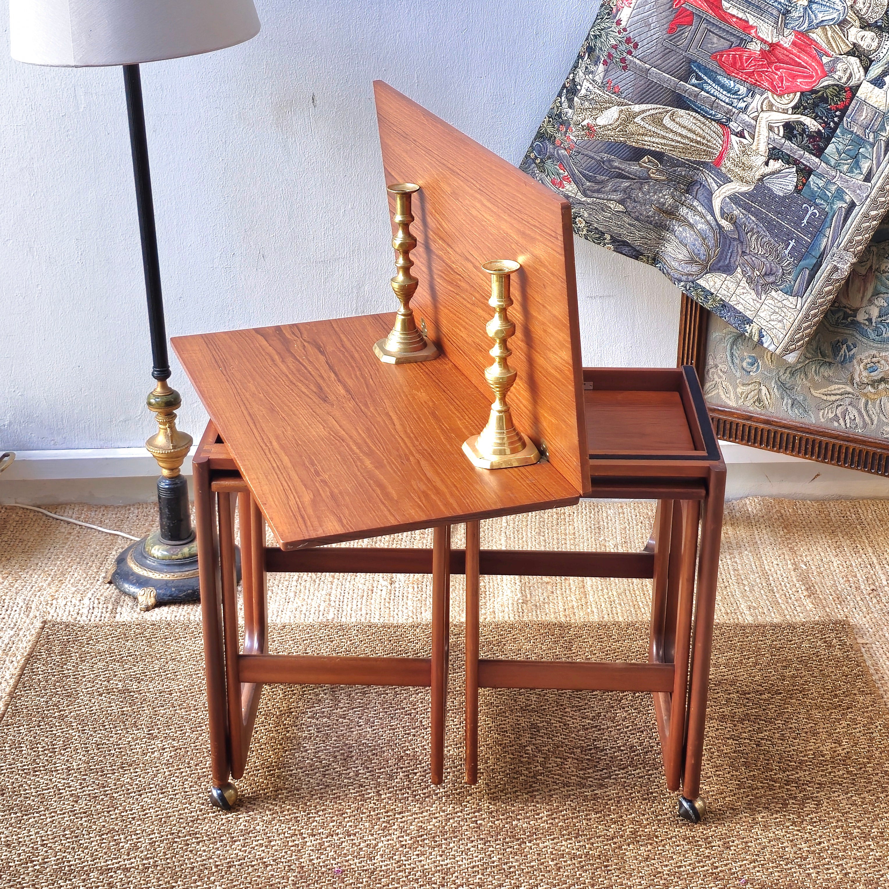 Mid century teak nesting table