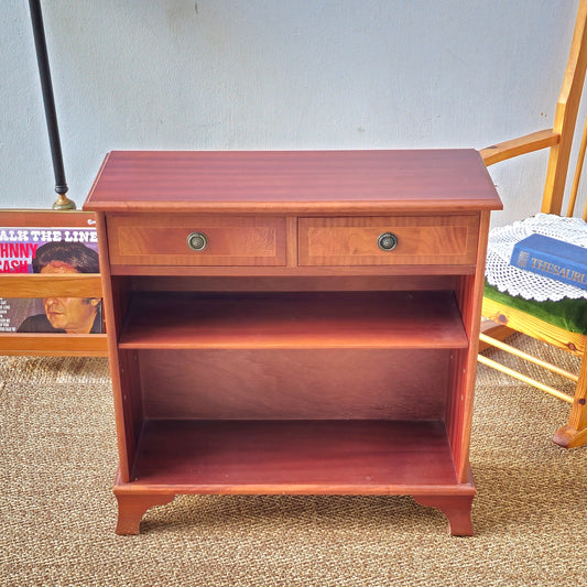Mahogany two drawer hall table / book case