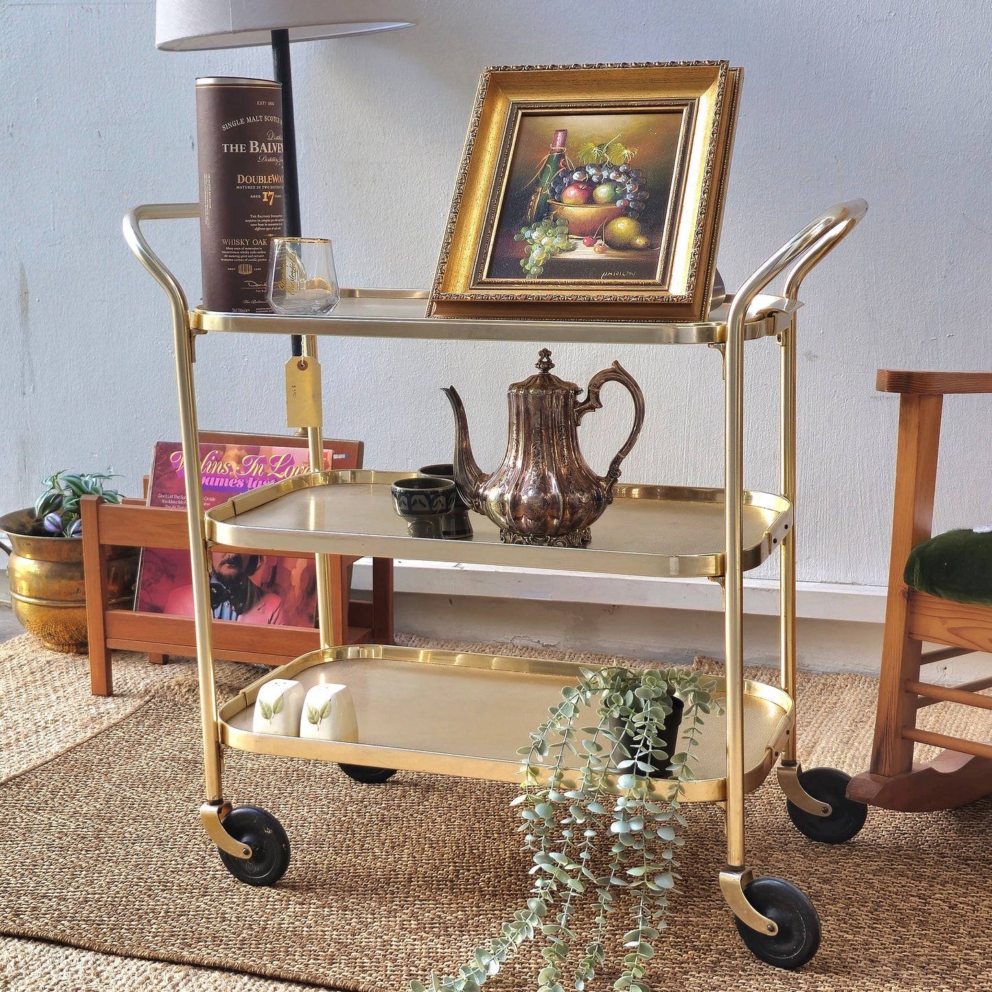Vintage Silver Retro 3 Tier Trolley