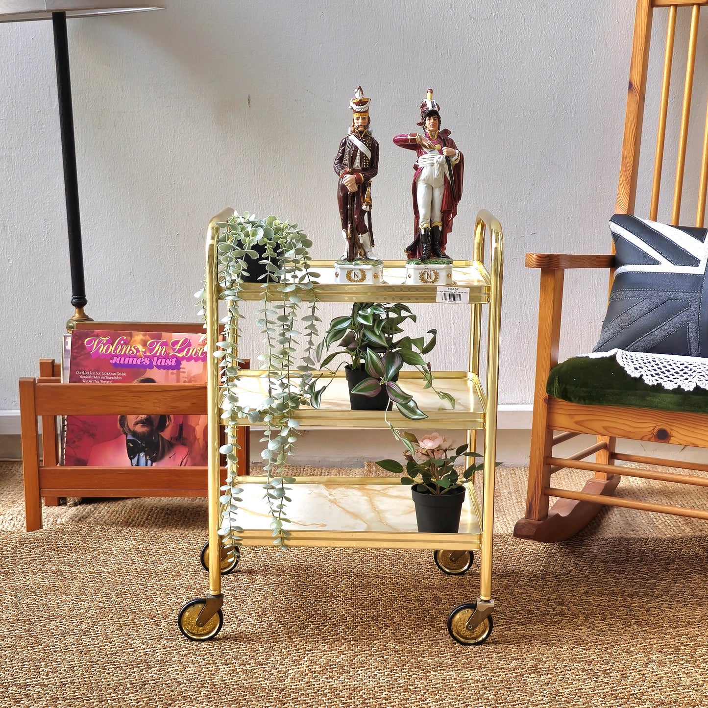 Vintage 3 tier trolley with marble effect