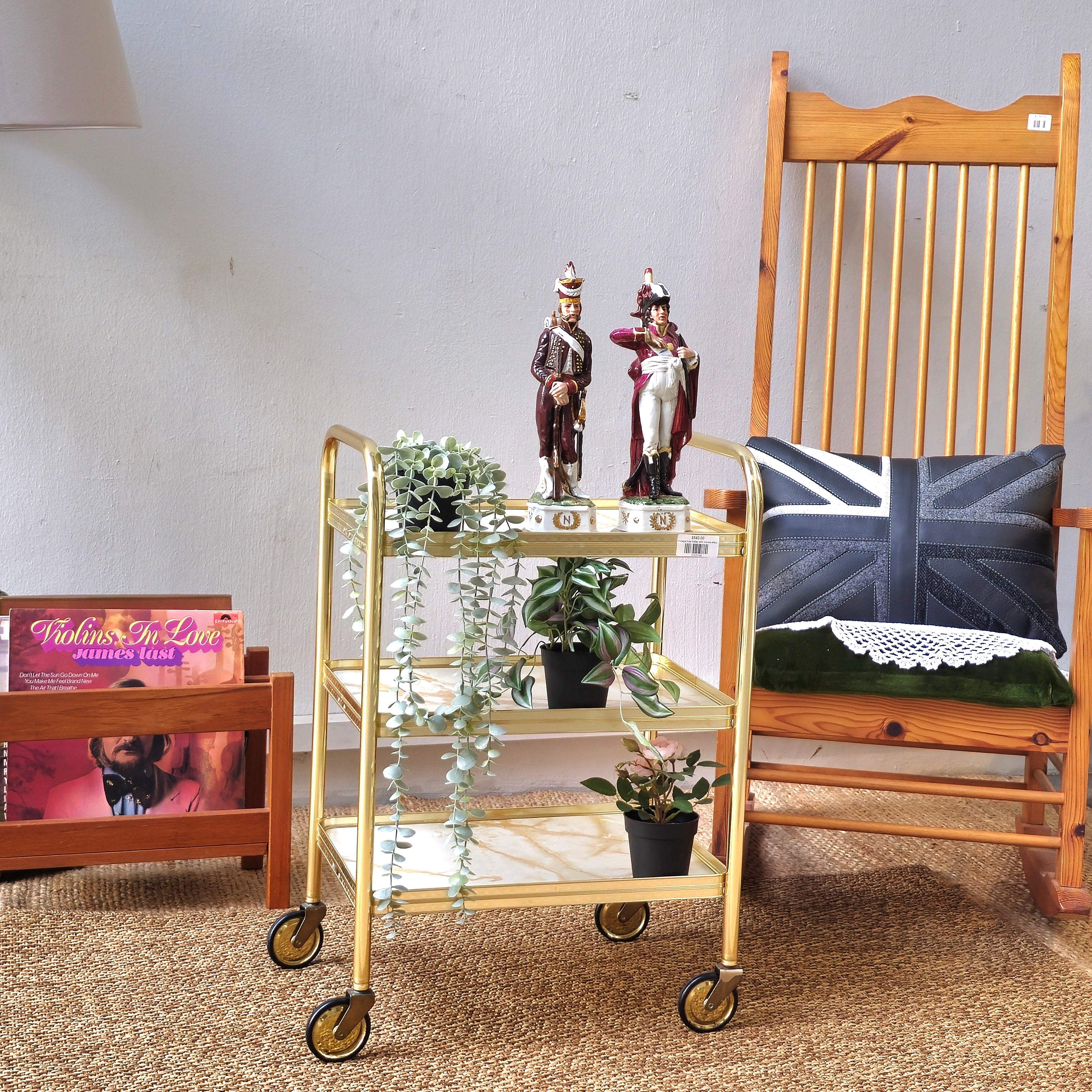 Vintage 3-Marble Effect Tier Trolley