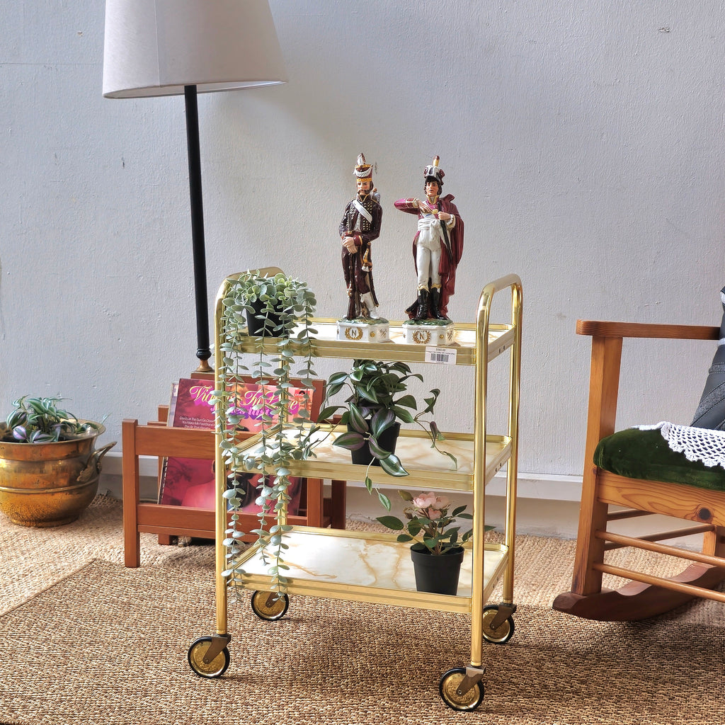 Vintage 3-Marble Effect Tier Trolley