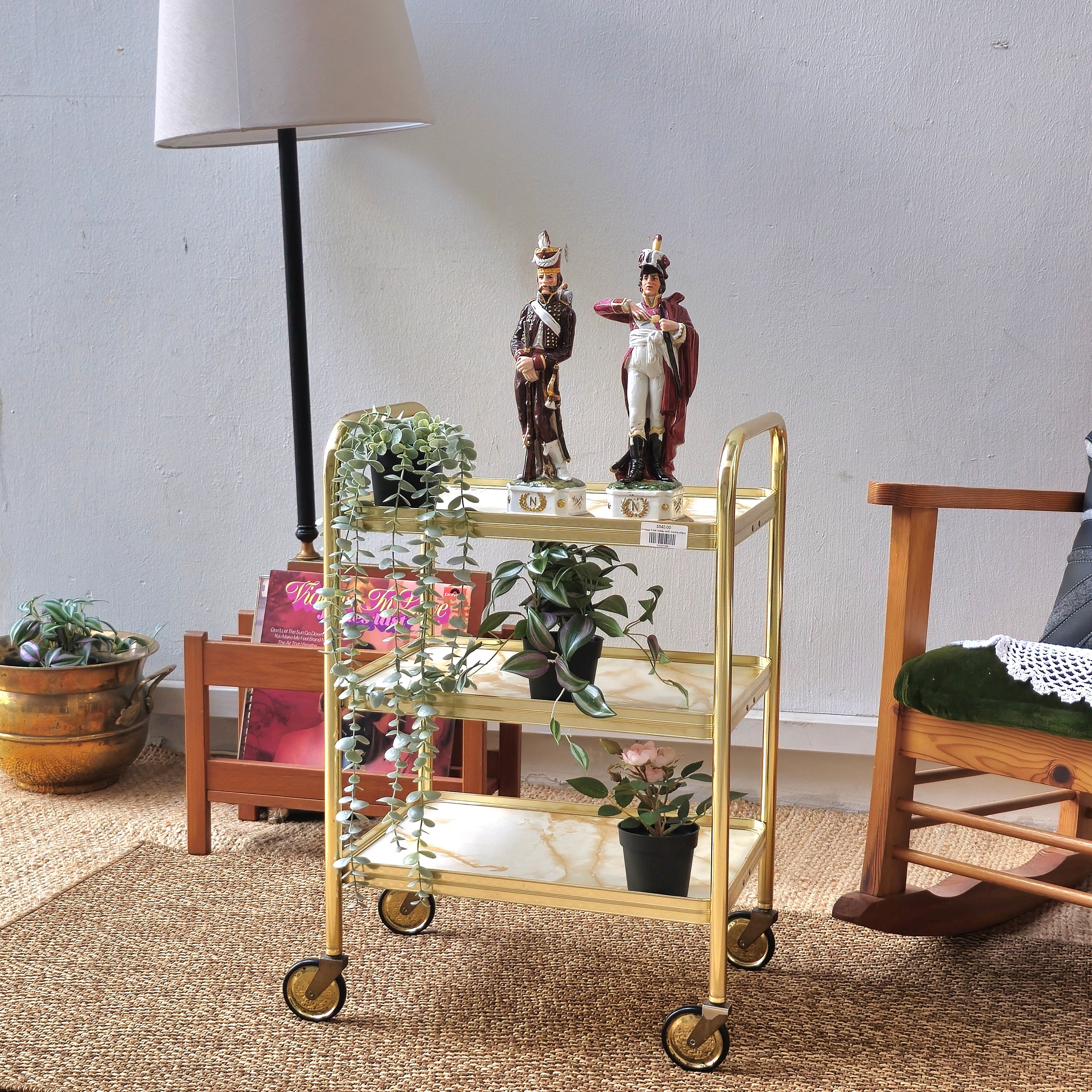 Vintage 3-Marble Effect Tier Trolley
