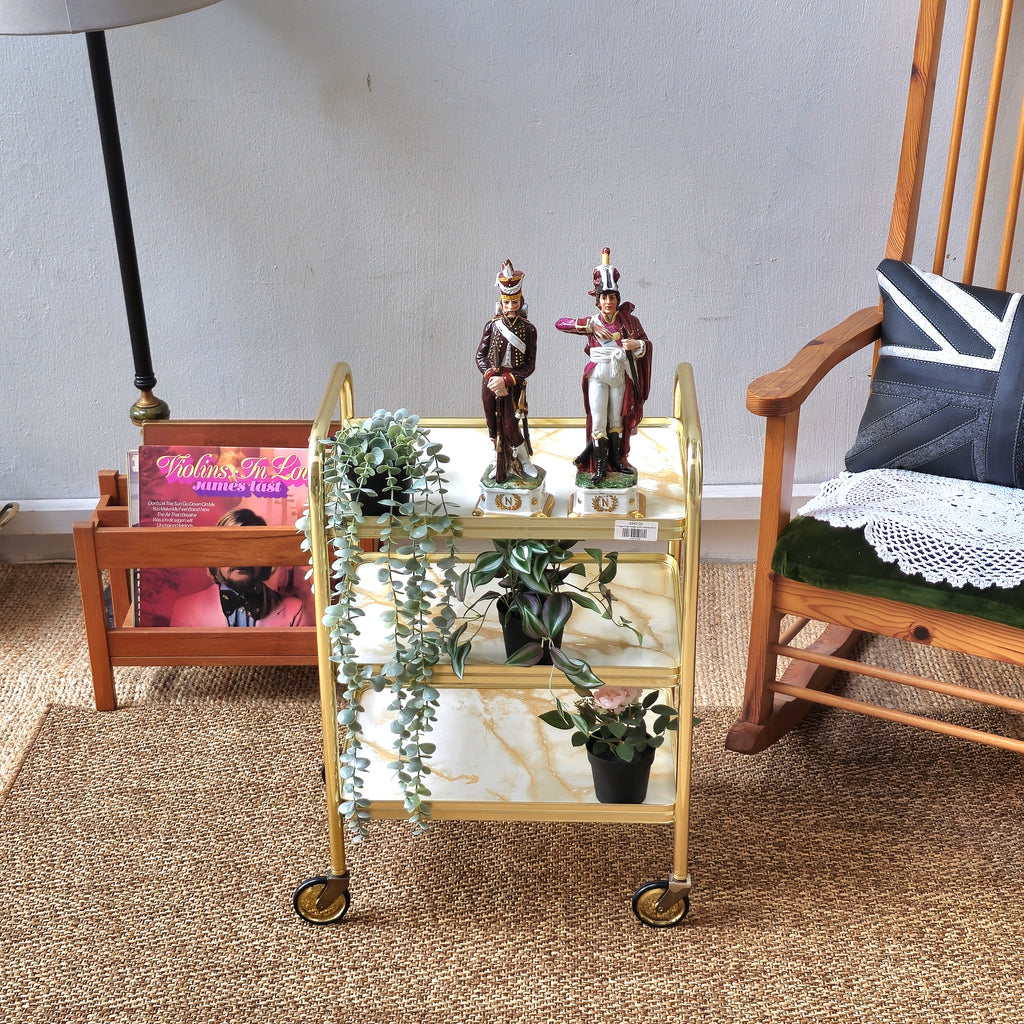 Vintage 3-Marble Effect Tier Trolley