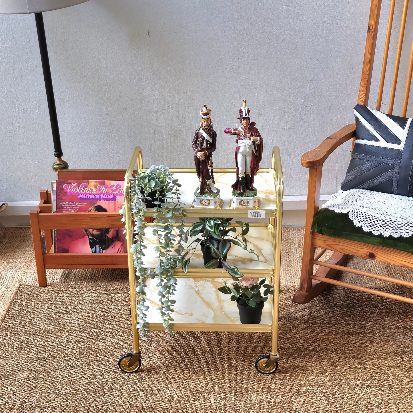Vintage 3 tier trolley with marble effect
