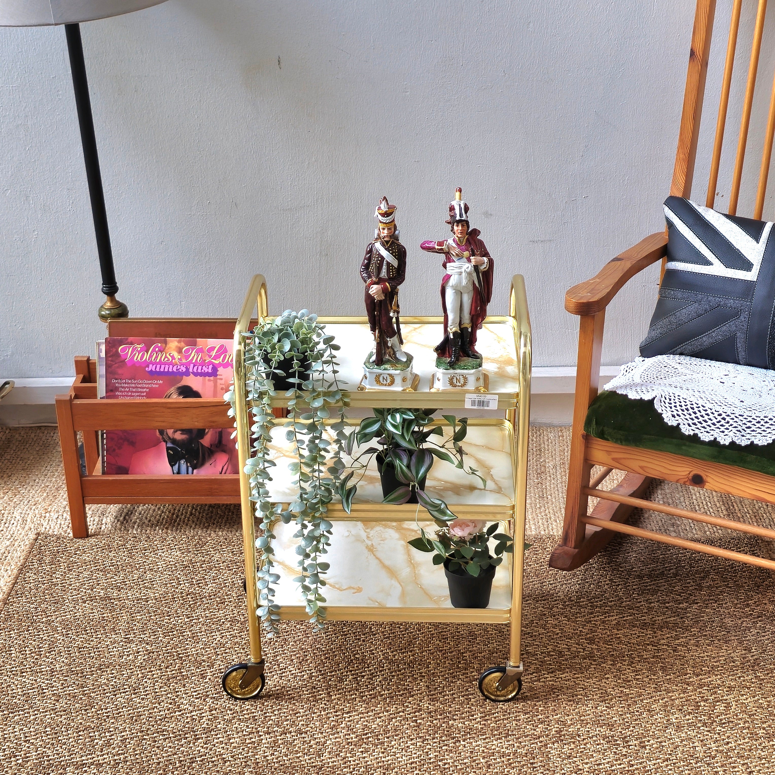 Vintage 3-Marble Effect Tier Trolley