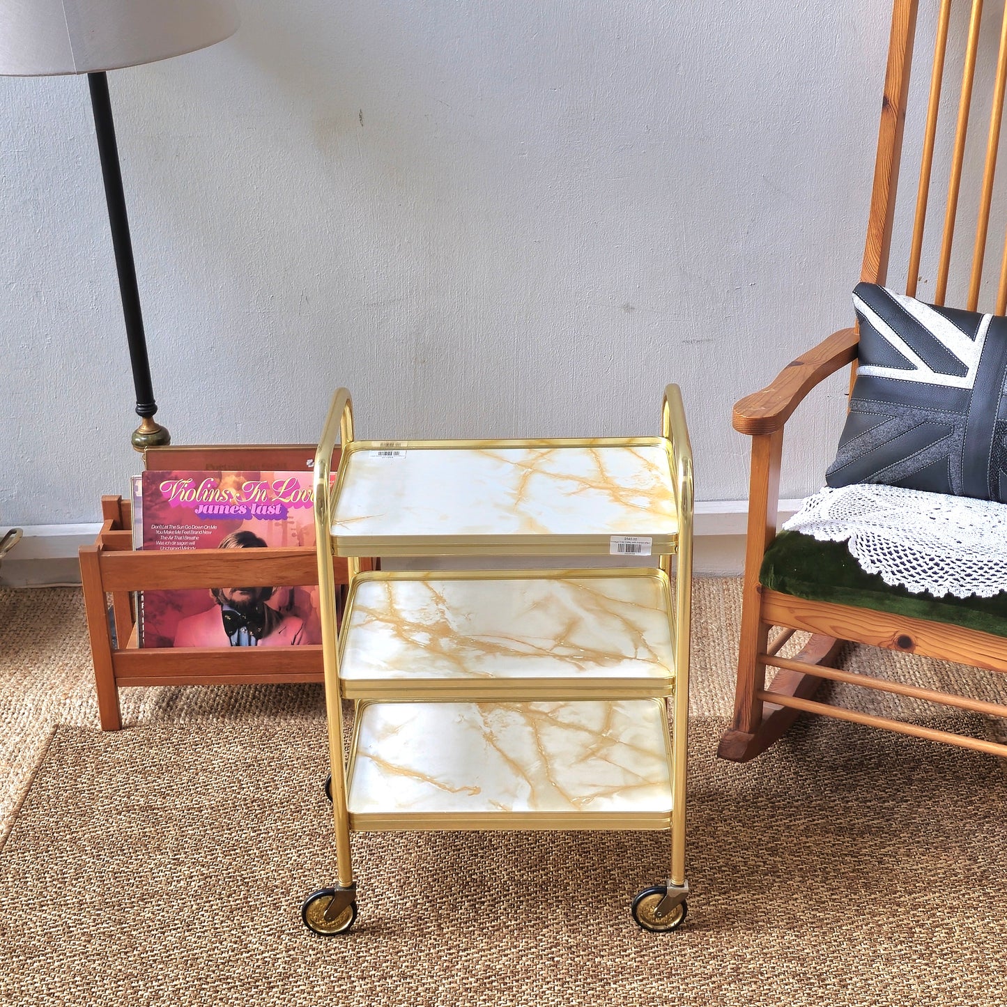 Vintage 3 tier trolley with marble effect