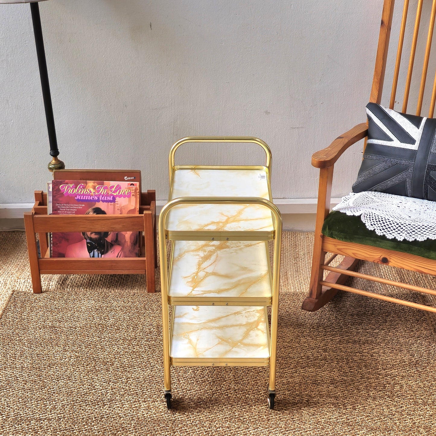 Vintage 3 tier trolley with marble effect
