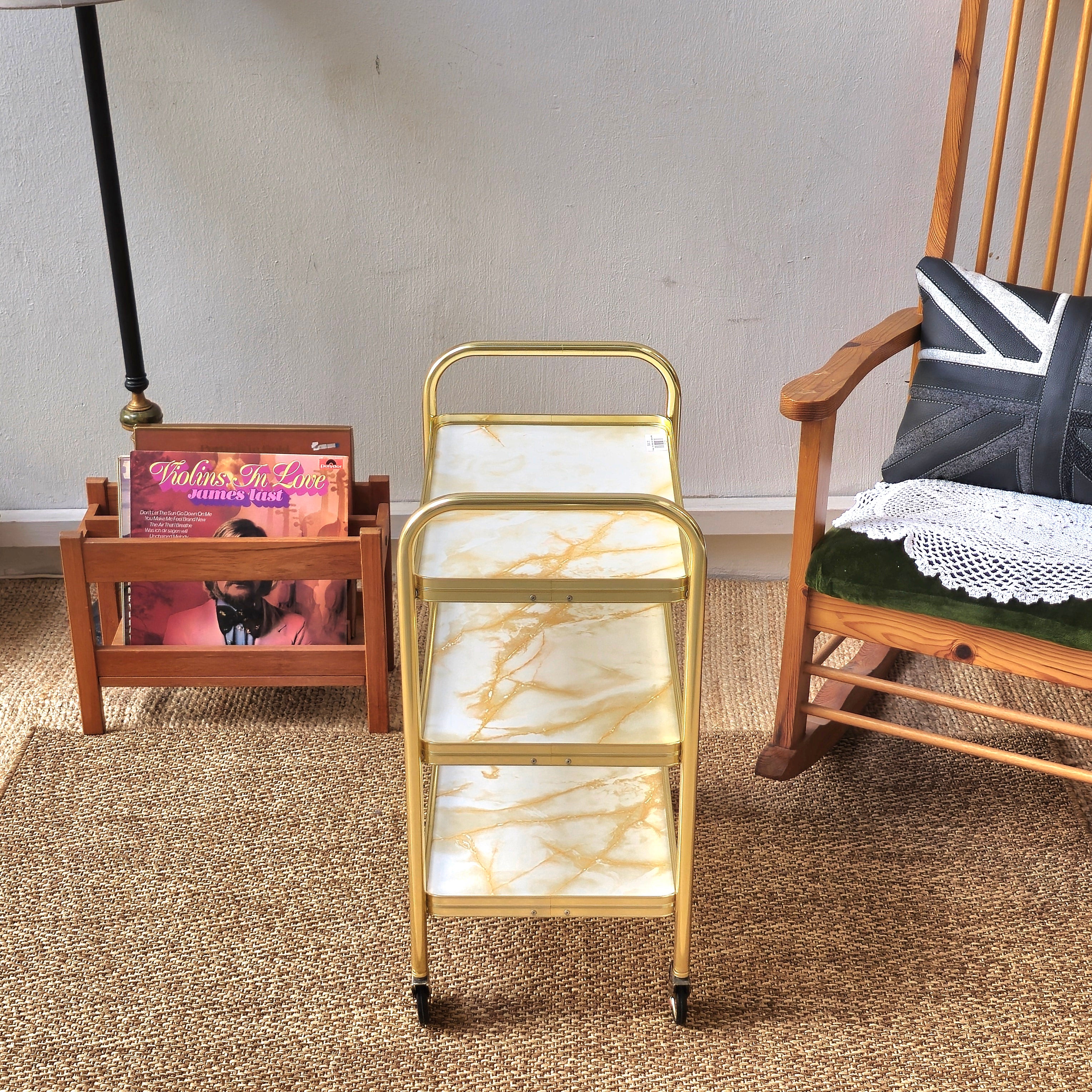 Vintage 3-Marble Effect Tier Trolley