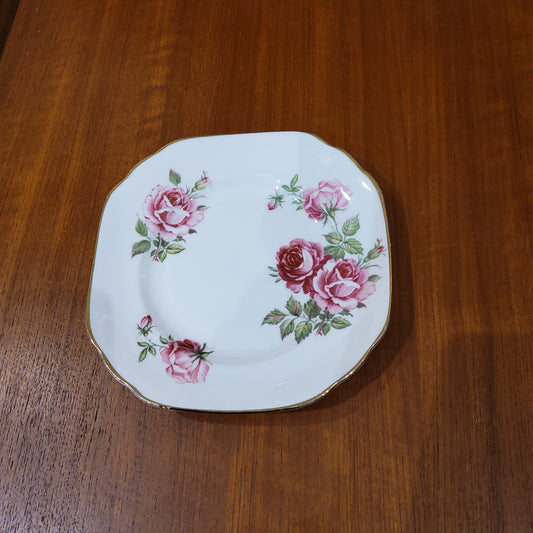 Diamond China Pink Rose Cake Plate