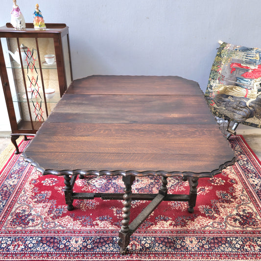 Antique English Barley Twist Gateleg Fold Table