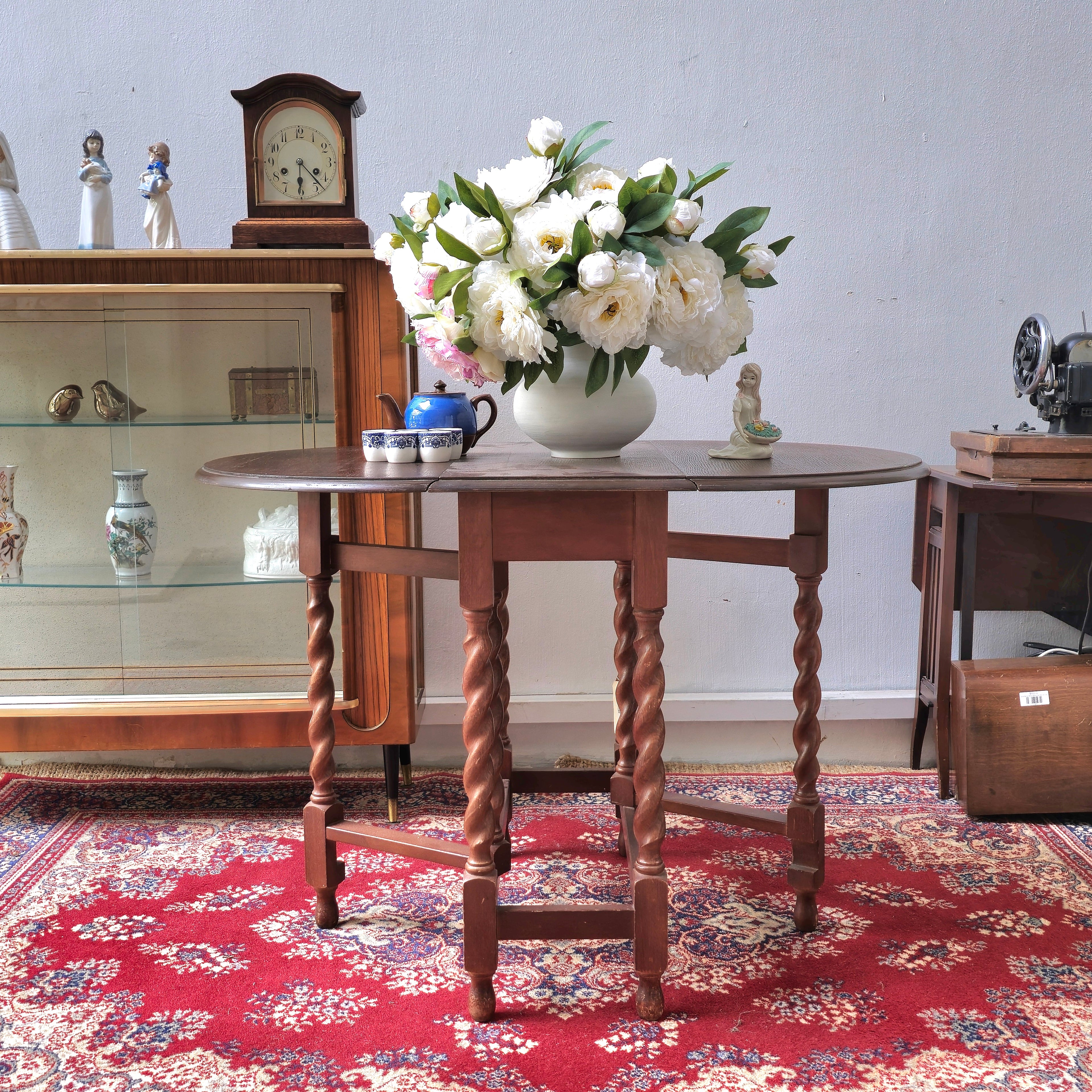 Antique Drop Leaf Table on Barley Twist Supports