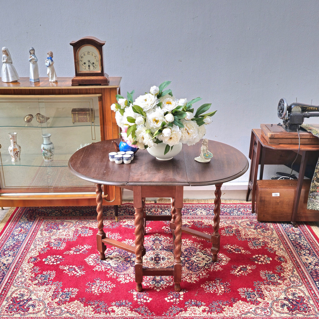 Antique Drop Leaf Table on Barley Twist Supports