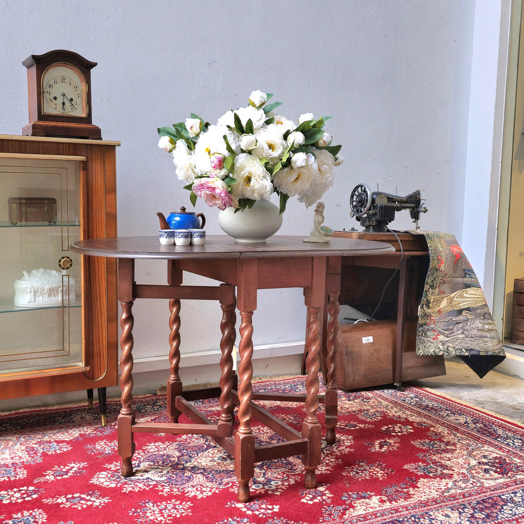 Antique Drop Leaf Table on Barley Twist Supports