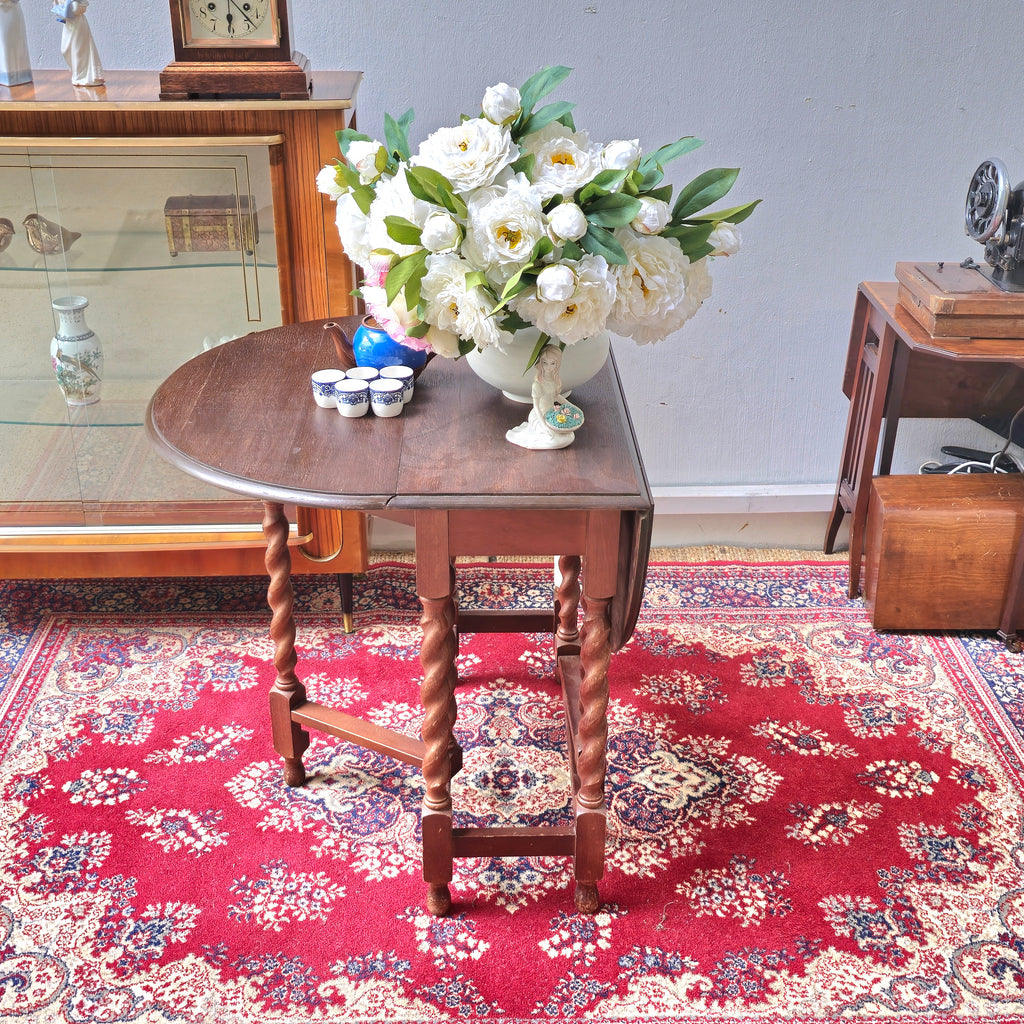 Antique Drop Leaf Table on Barley Twist Supports