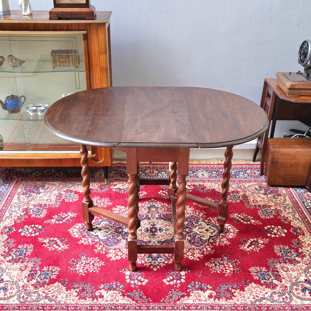 Antique Drop Leaf Table on Barley Twist Supports