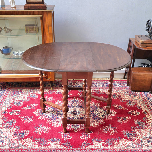 Antique nesting drop leaf side tables barley twisted feet