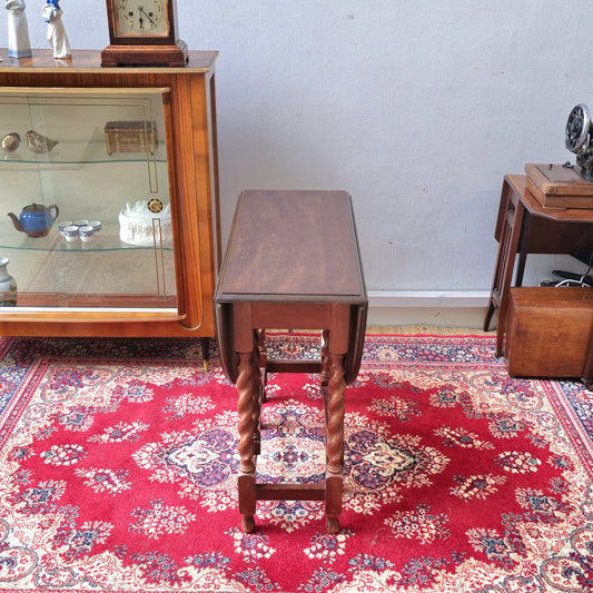Antique Oak Table, Barley Twist Drop Leaf Gateleg Table, Scotland 1920