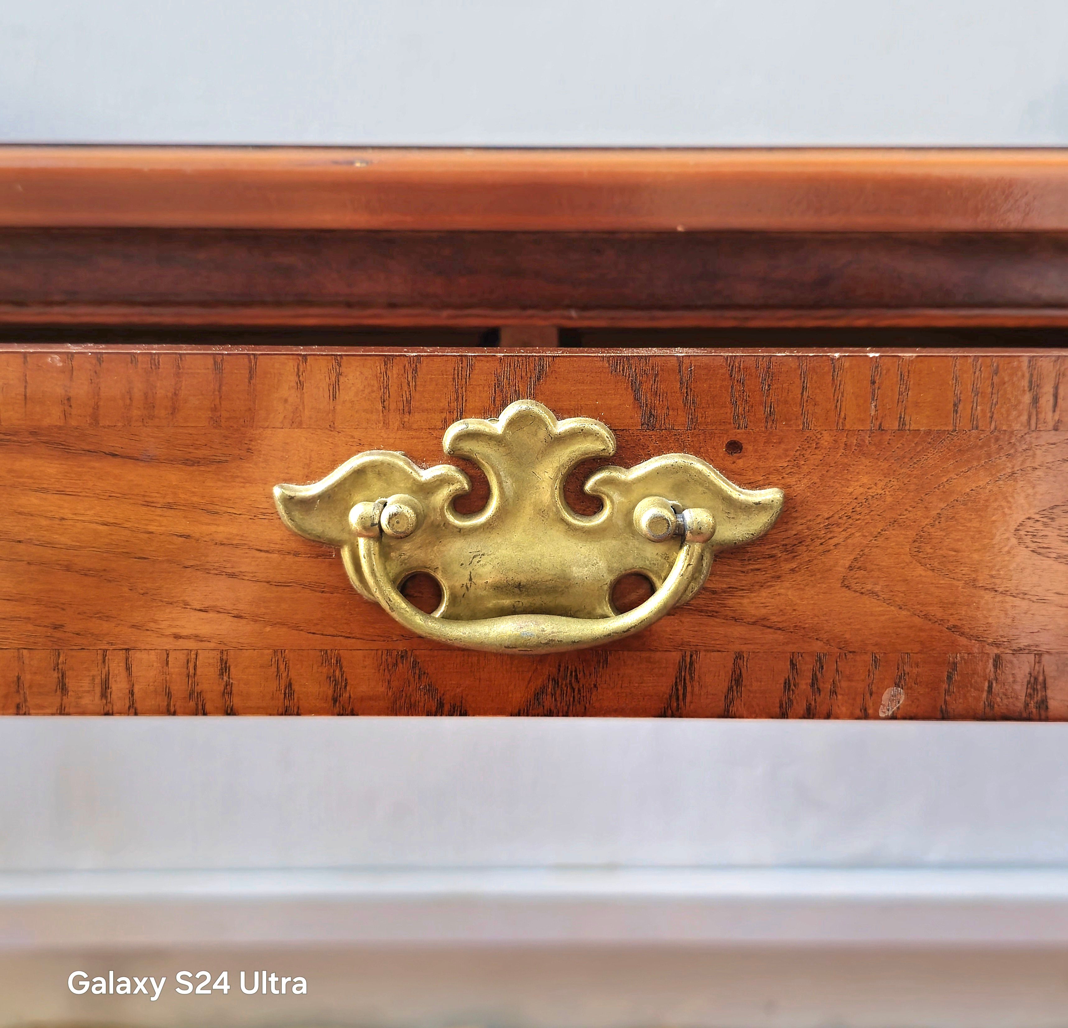 Edwardian Mahogany Inlaid Writing Table with Brass Handle (c. 1900–1910)