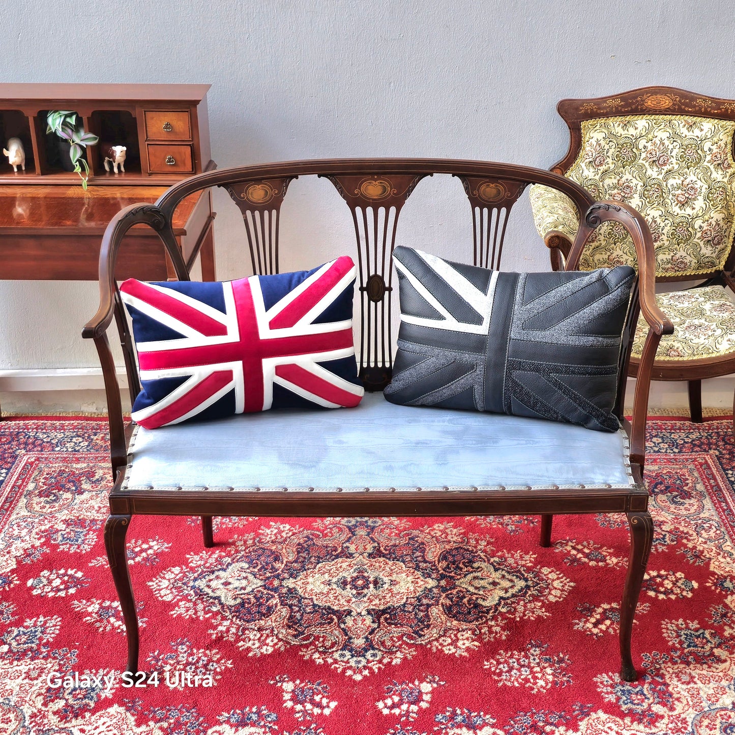 Elegant Mahogany Inlaid 3 seater Chairs