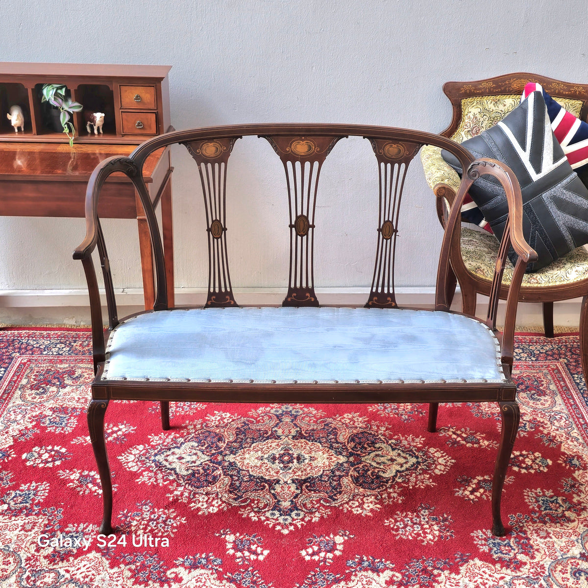 Elegant Mahogany Inlaid 3 seater Chairs