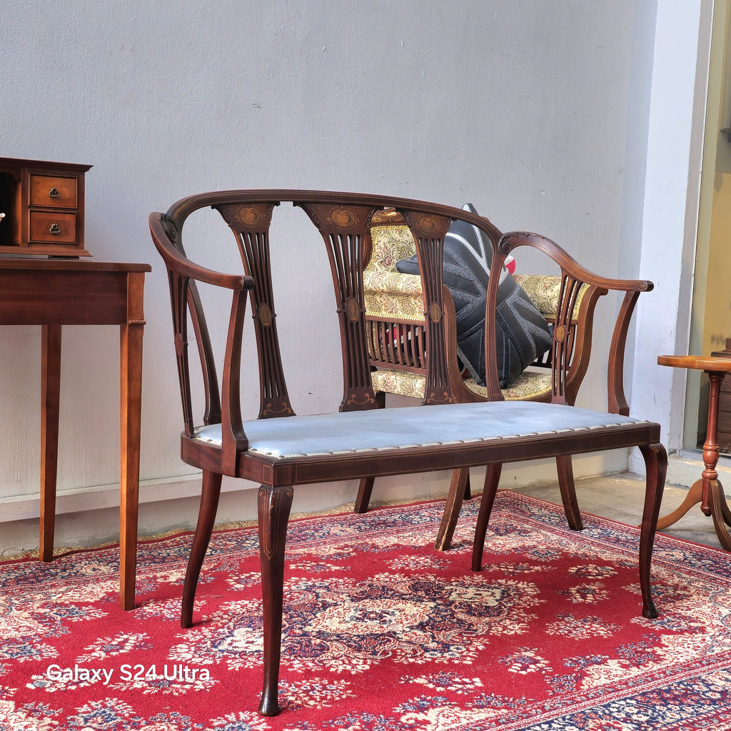 Elegant Mahogany Inlaid 3 seater Chairs