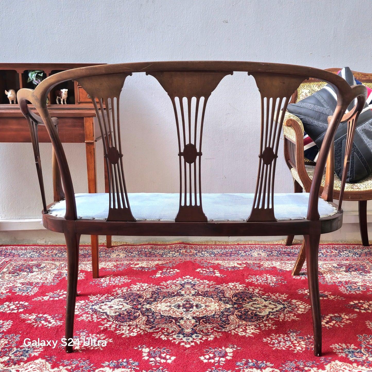 Elegant Mahogany Inlaid 3 seater Chairs