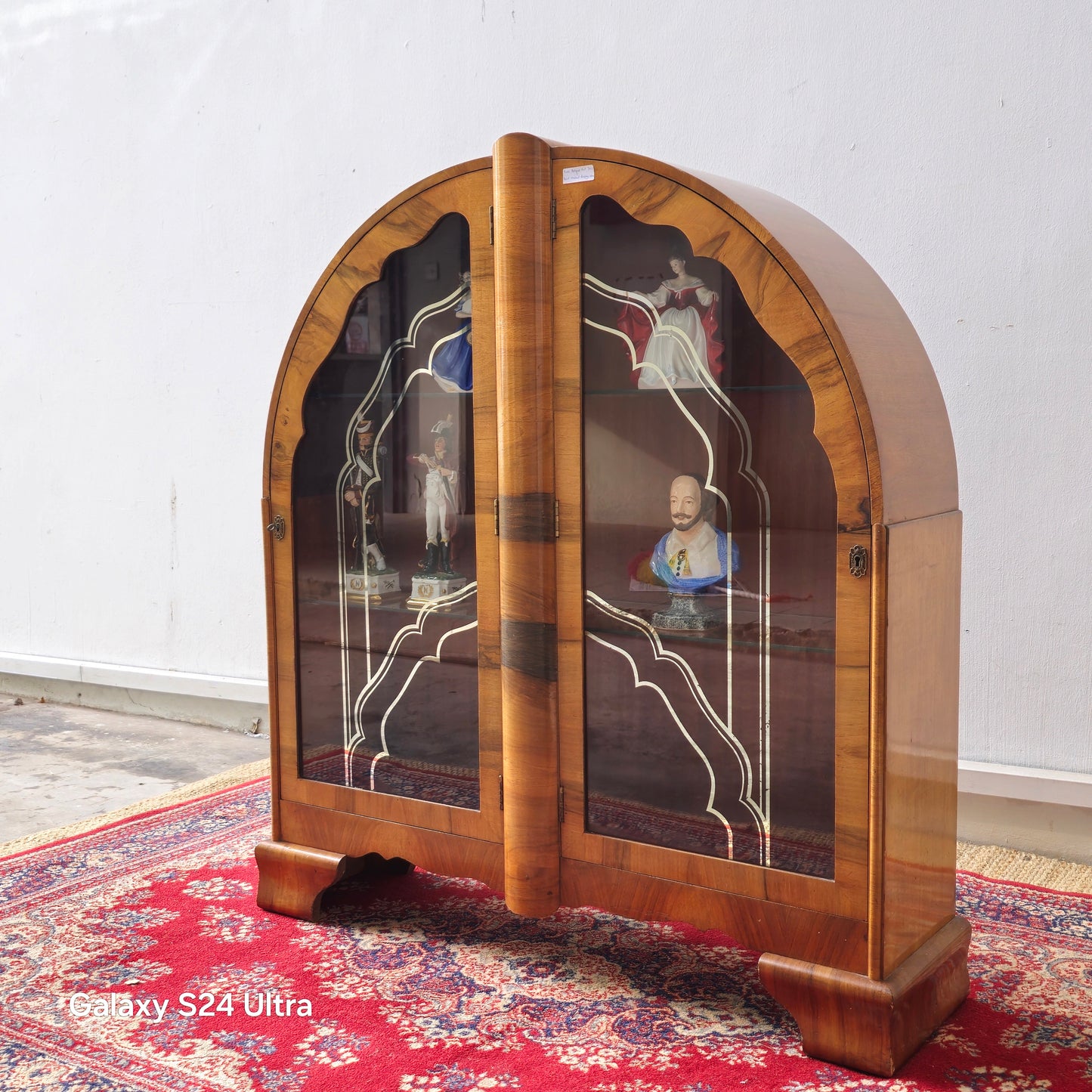 RARE Antique Art Deco burr Walnut display cabinet, circa 1920.
