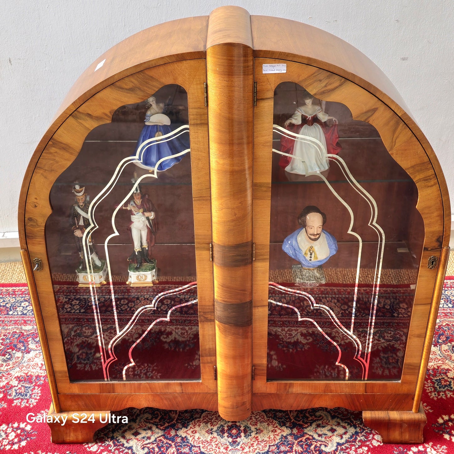 RARE Antique Art Deco burr Walnut display cabinet, circa 1920.