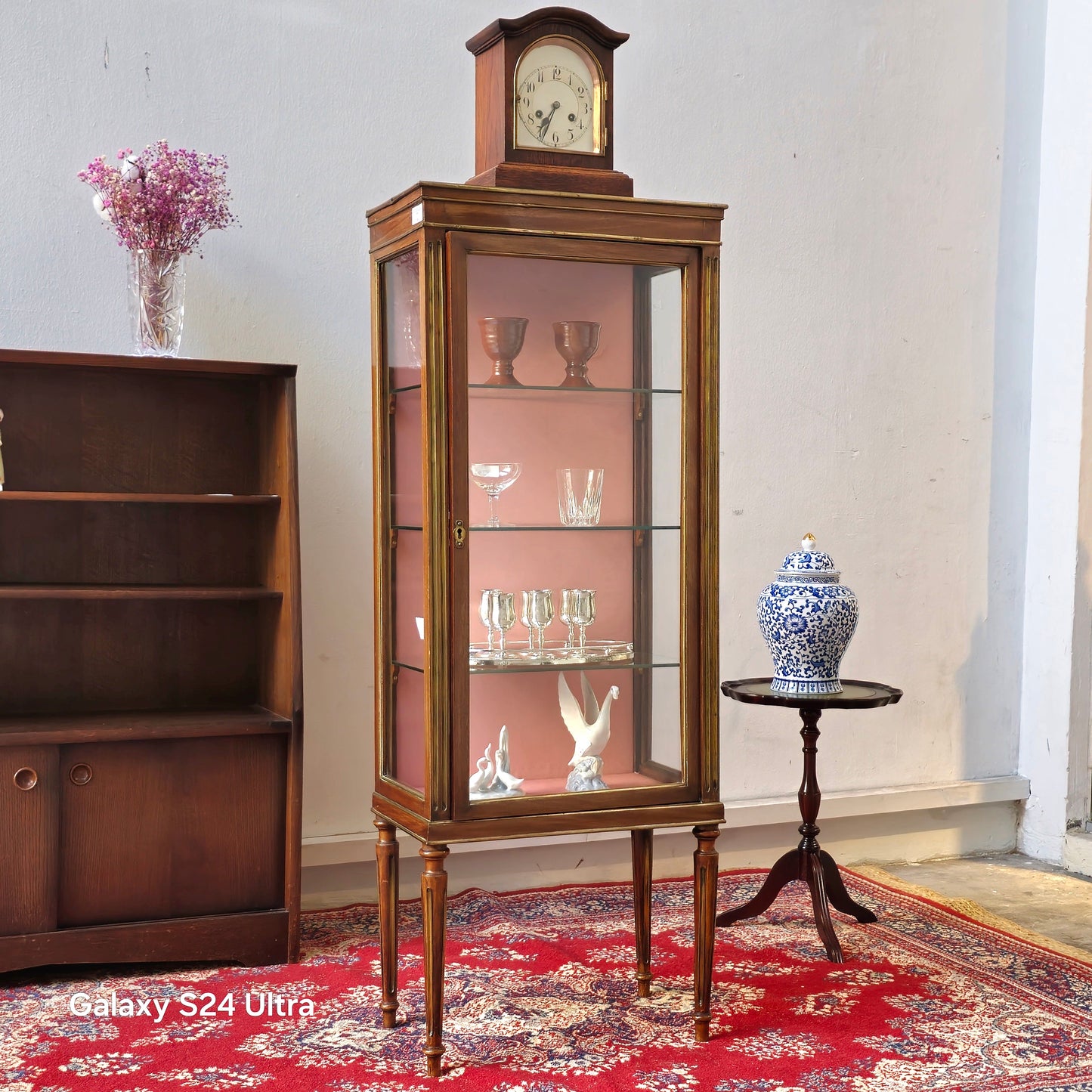 19th Century French Empire style brass mounted floor standing display cabinet