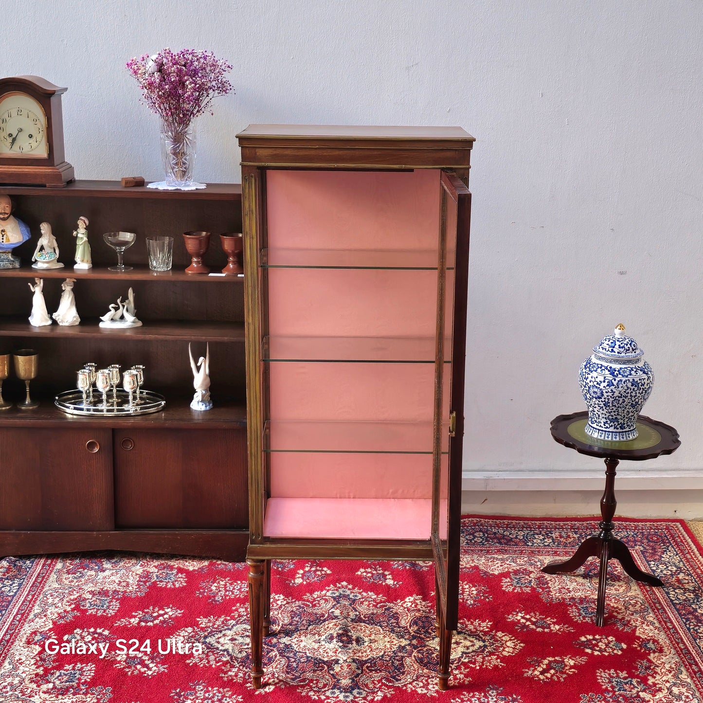 19th Century French Empire style brass mounted floor standing display cabinet