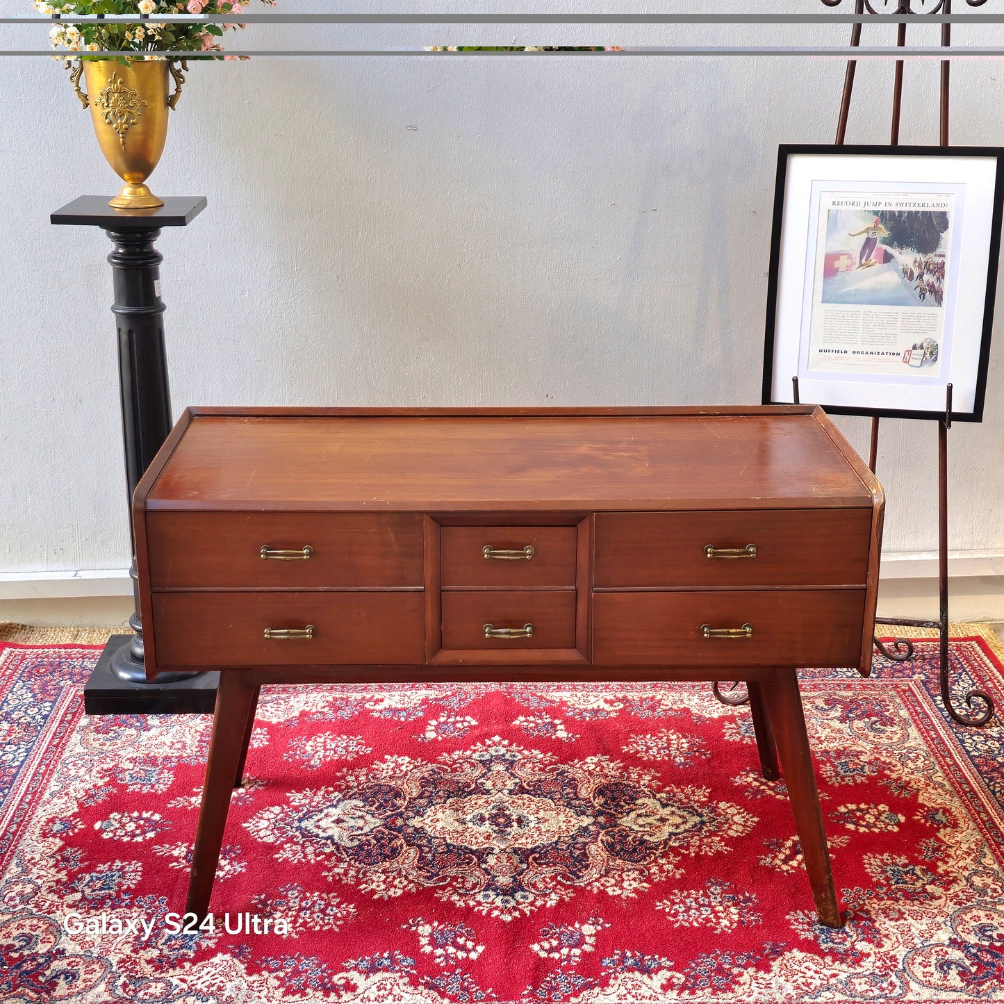 Vintage Mid-Century Modern Teak Console Desk (1950s–60s)