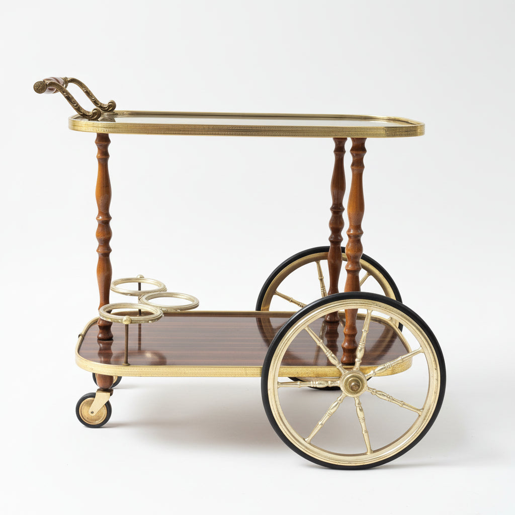 A 1970'S METALWARE DINNER TROLLEY