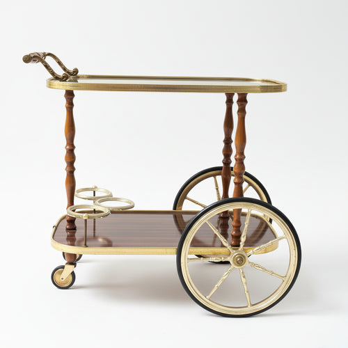 A 1970'S METALWARE DINNER TROLLEY