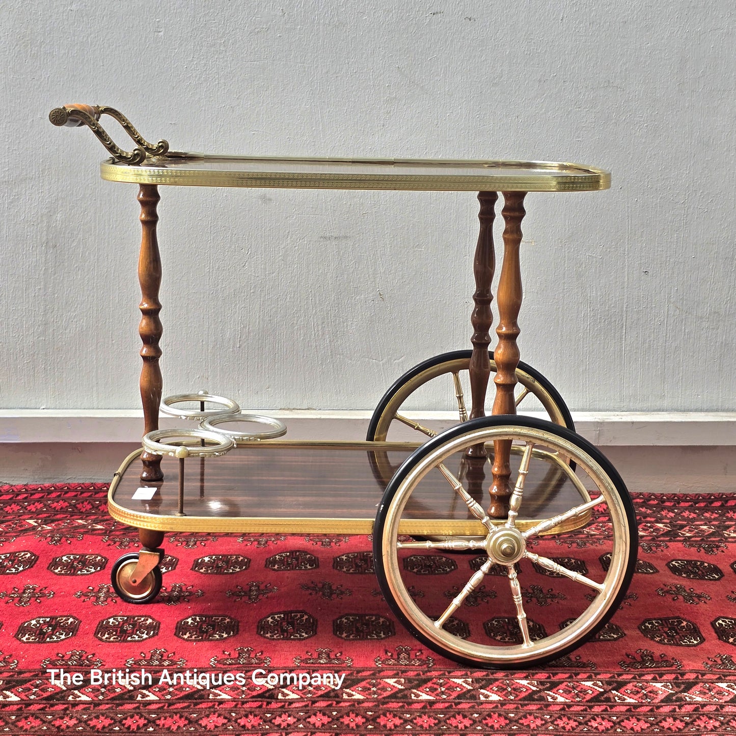 A 1970'S METALWARE DINNER TROLLEY