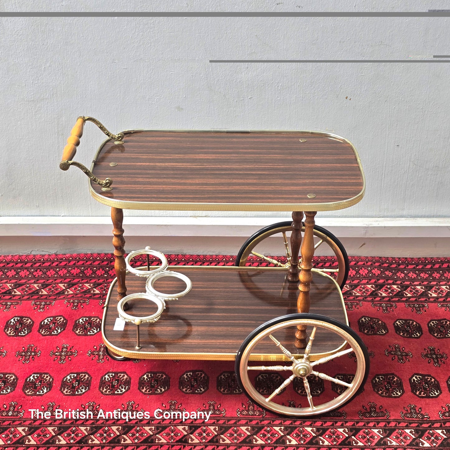 A 1970'S METALWARE DINNER TROLLEY
