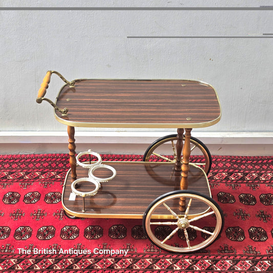A 1970'S METALWARE DINNER TROLLEY