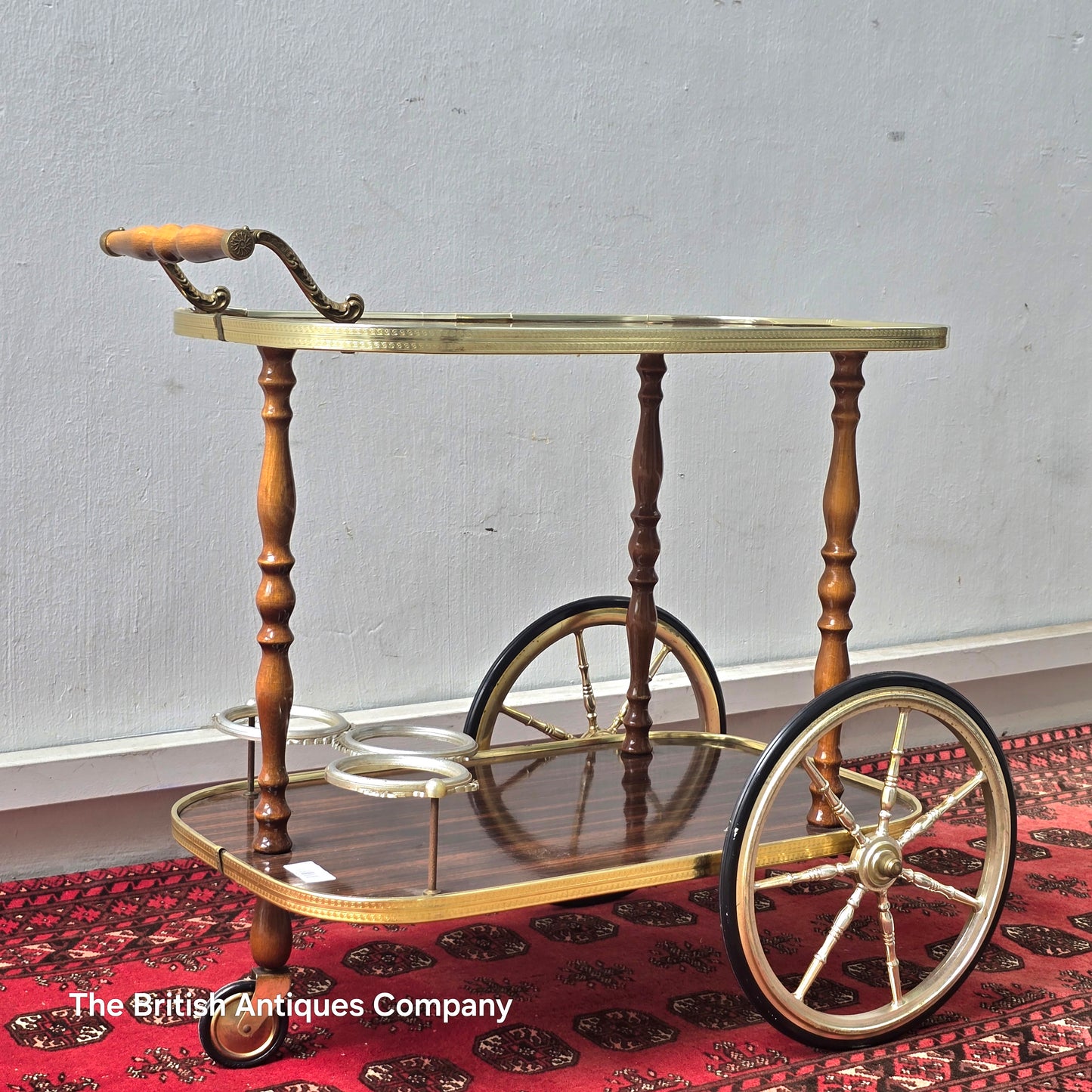 A 1970'S METALWARE DINNER TROLLEY