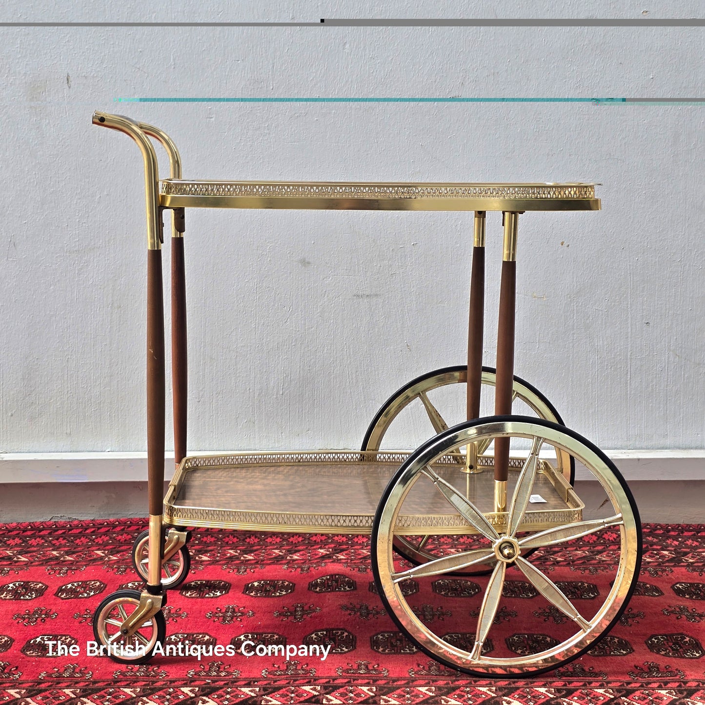 A 1960'S METALWARE DINNER TROLLEY